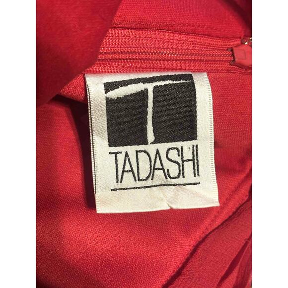 Tadashi Shoji Red Chiffon 100% Silk Ruched Halter Dress Cocktail Evening Dress 8 - Picture 5 of 5